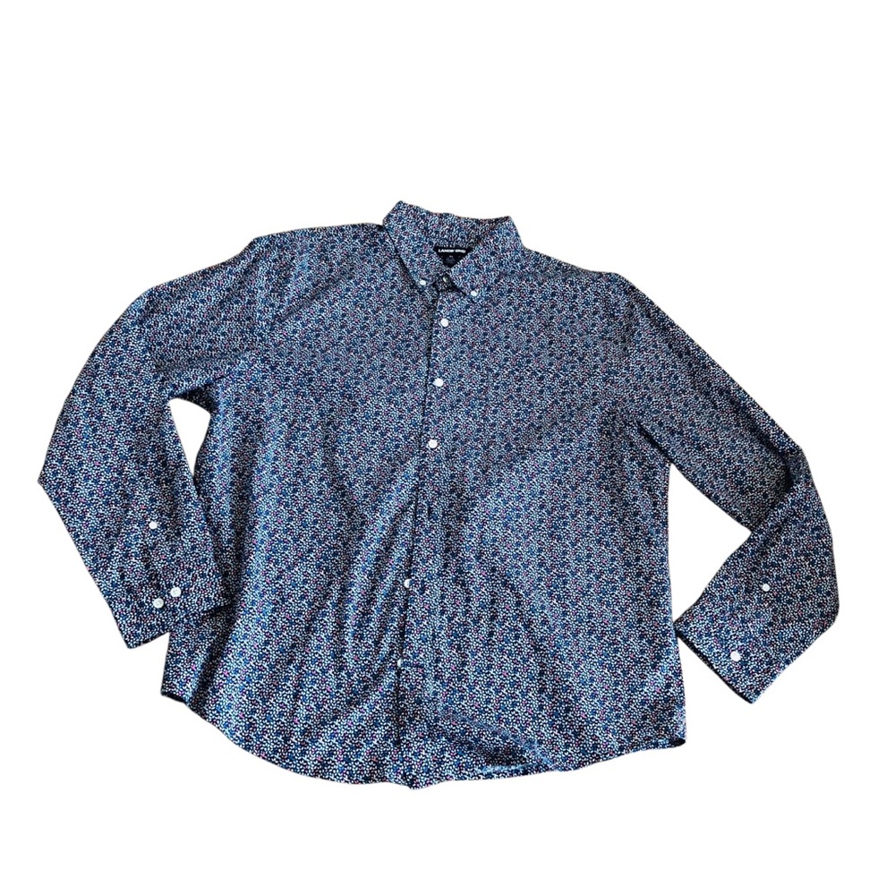 Lands' End Men's Multicolor Patterned Long Sleeve Shirt XL